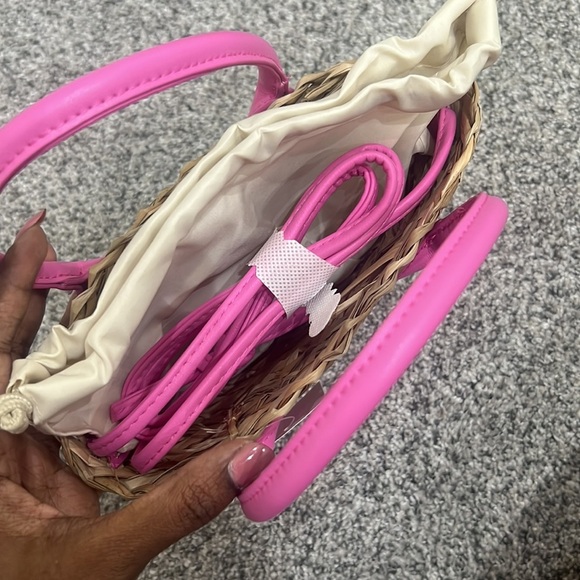 Brand new HM natural star crossbody bag with pink straps and top handle - Picture 4 of 6